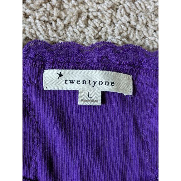 Y2K Deadstock Forever 21 Babydoll Tank Top L Purple Lace Ribbed Coquette Kawaii - Picture 3 of 7